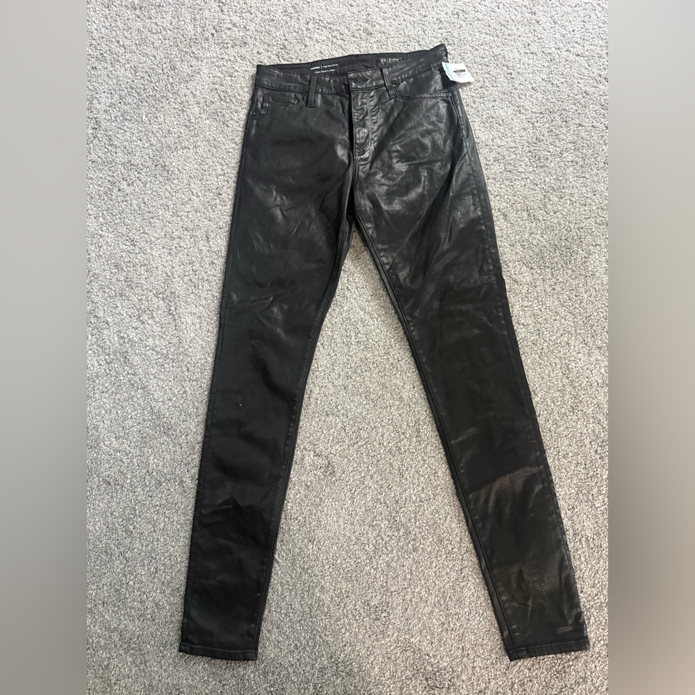 AG Adriano Goldschmied Women’s Shiny Black Skinny Jeans